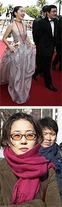 Sangsoo con su actriz Jiwon Uhm, y la cinta