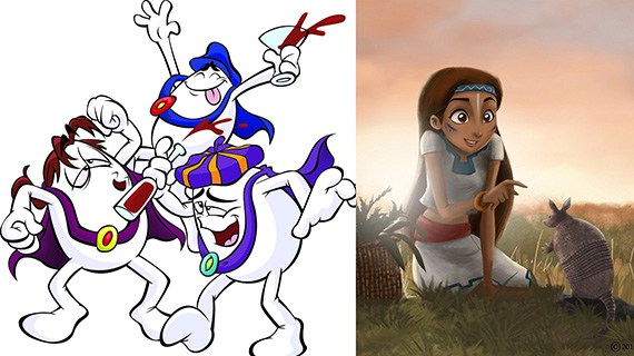 Personajes de Huevo Cartoon y "Tepeyac: La película"