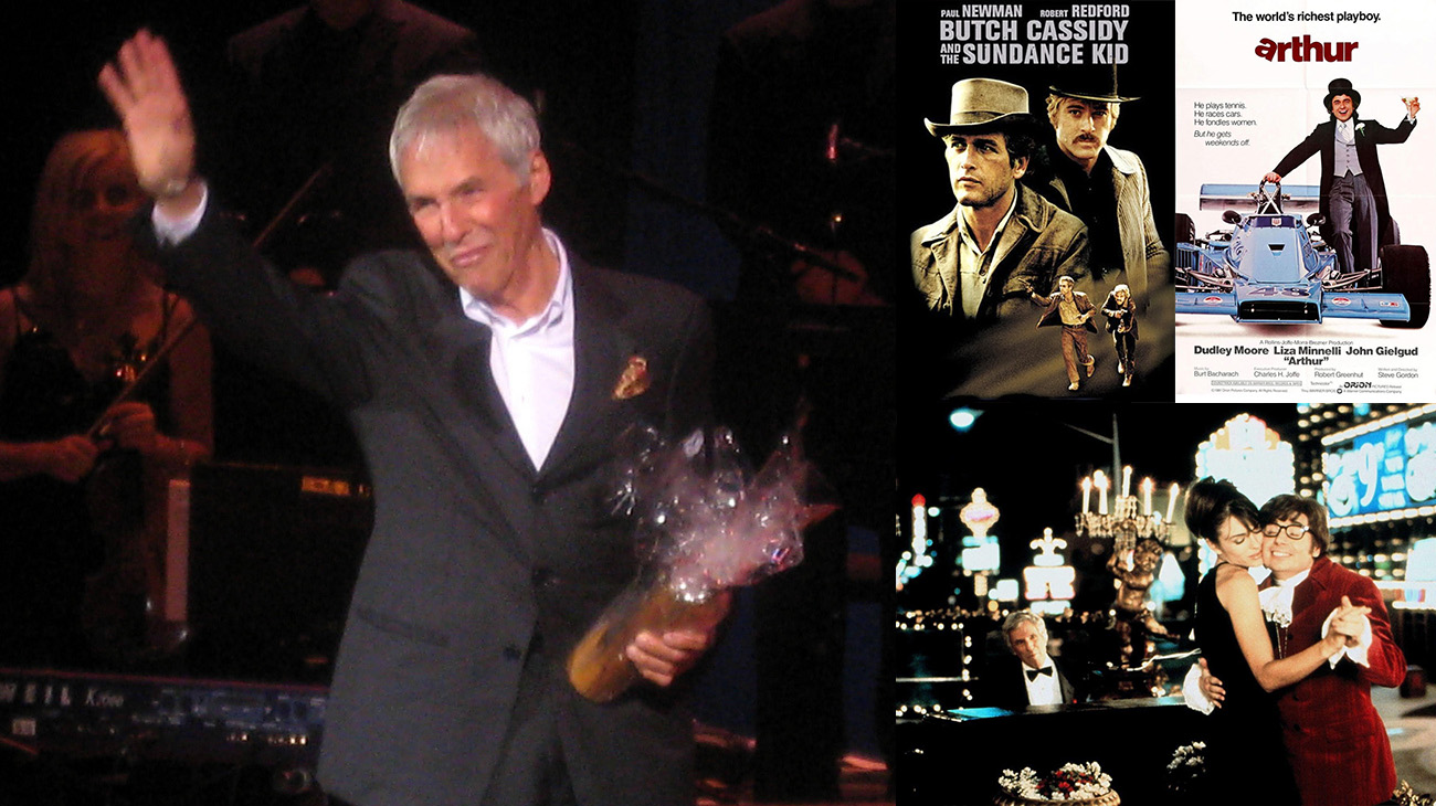 Burt Bacharach y tres de sus películas (Fotos: © Eddie Janssens-wikimedia / 20th Century Studios / Orion Pictures / New Line Cinema)