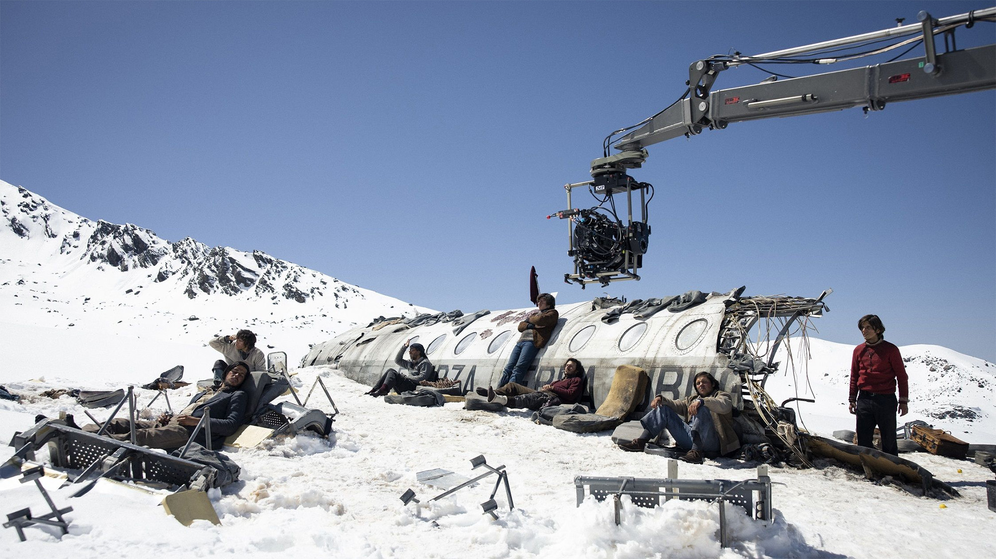 Rodaje de "La sociedad de la nieve"