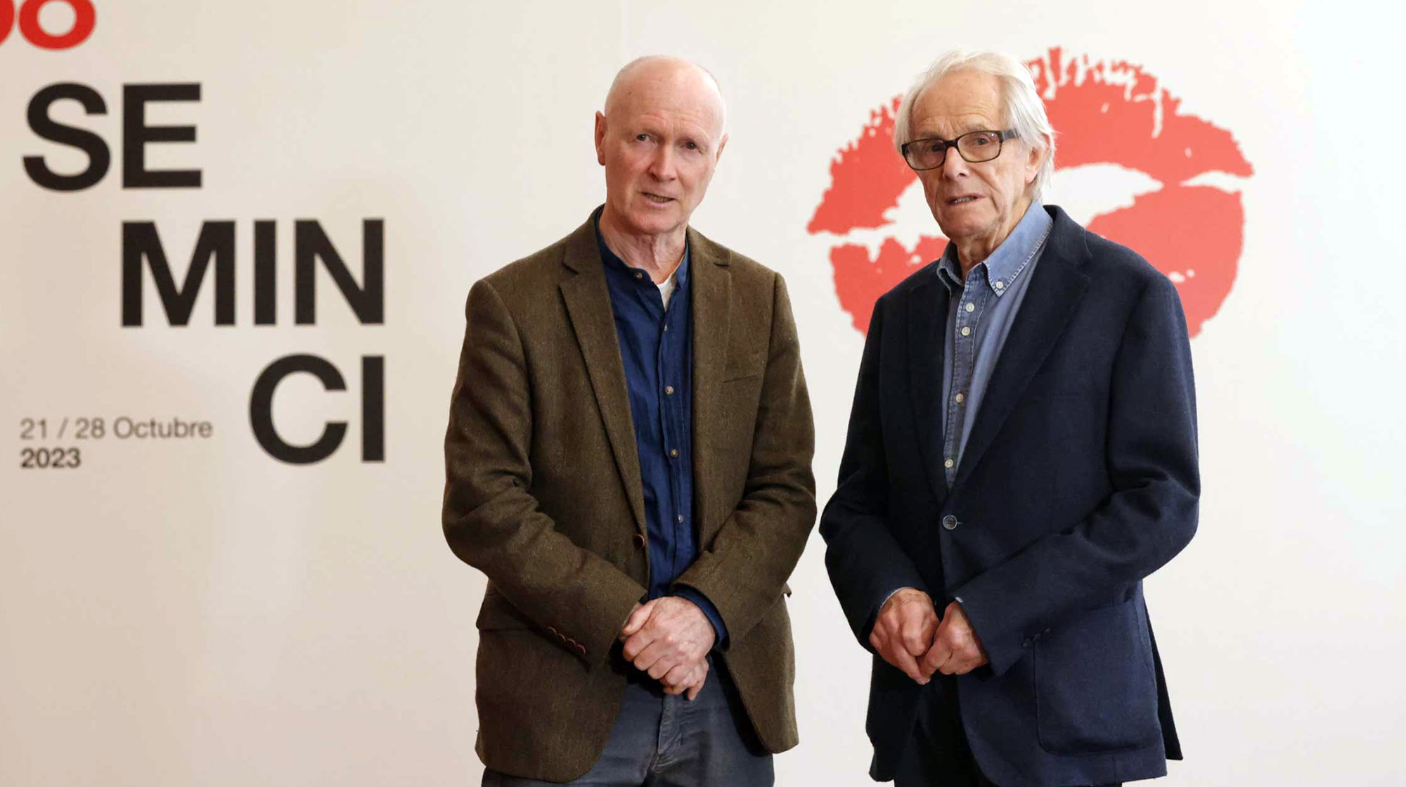 Laverty (izq.), junto a Loach en la Seminci, hace dos años