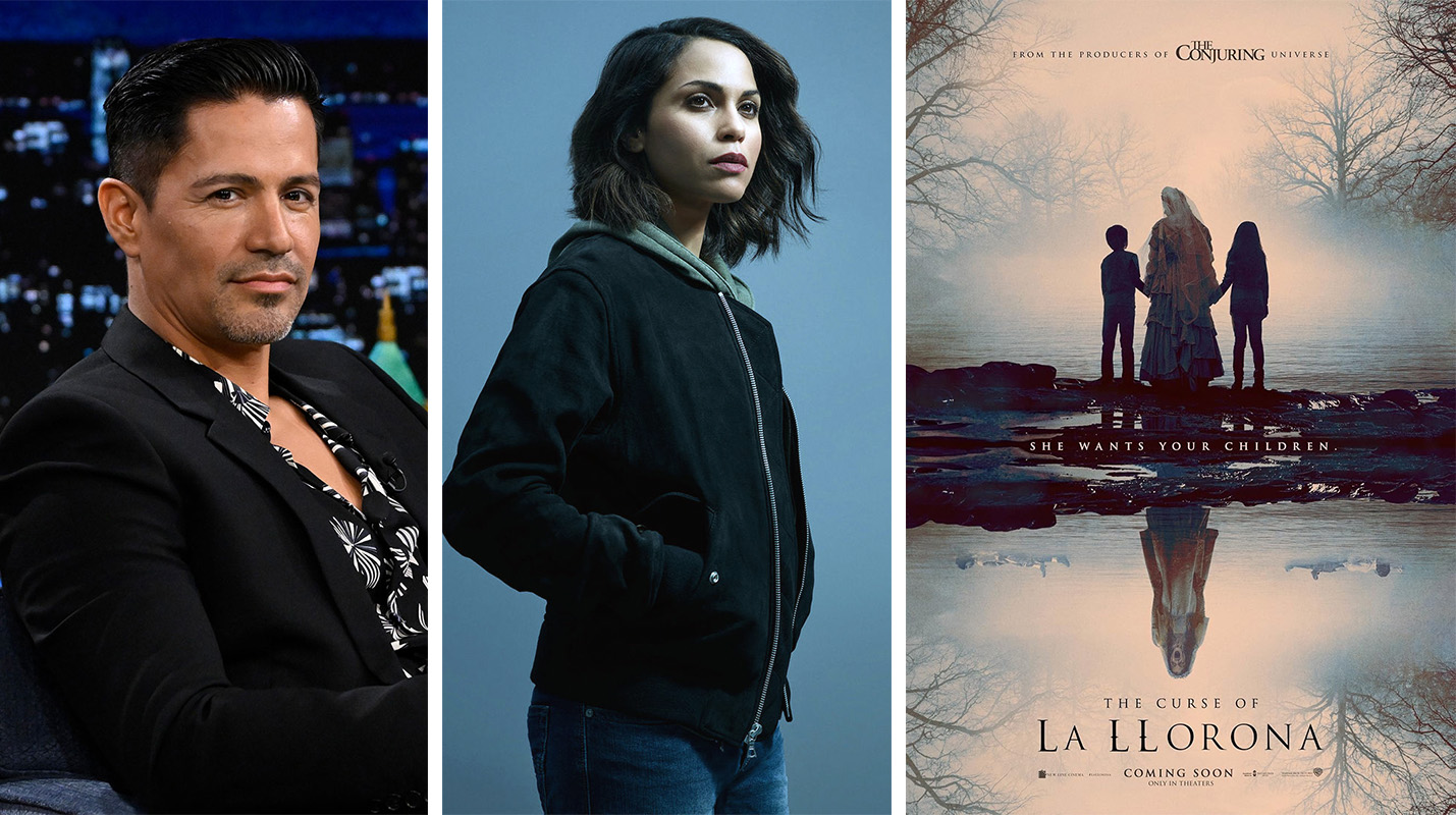 Jay Hernández, Mónica Raymund y el cartel de la primera "Llorona" Jay Hernández, Mónica Raymund y el cartel de la primera "Llorona"