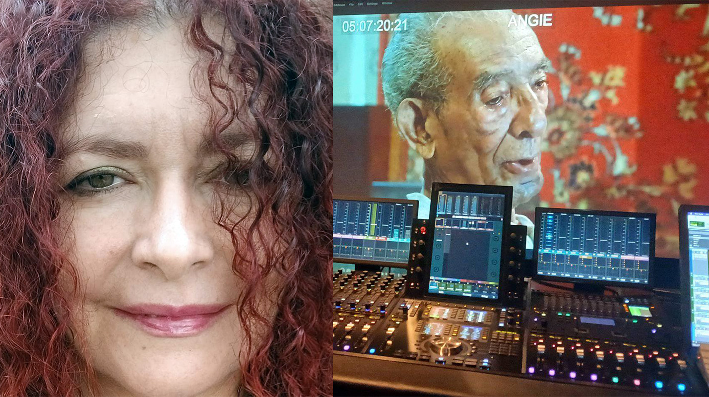 Solaya, y la mesa de edición en la que ha editado "Estrés"