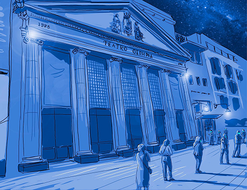El Teatro Olimpia tendrá un tercio de su aforo (dibujo Lorenzo Caudevilla)