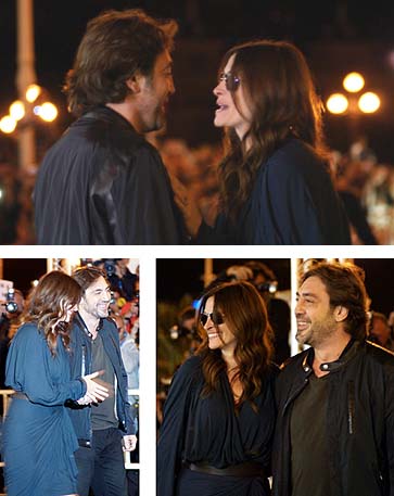 Julia Roberts y Javier Bardem, a su llegada el domingo noche a San Sebastián (PSG)