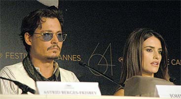 Depp y Cruz, en rueda de prensa (Foto: Soto)