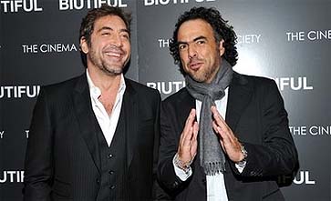 Javier Bardem y González Iñárritu, el pasado día 1 en Nueva York (AP)